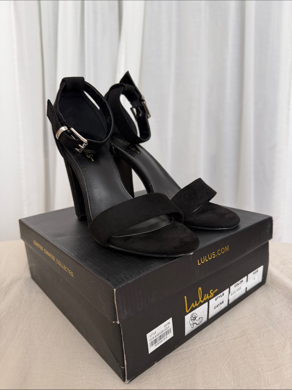 Lulus Black Suede Ankle-Strap Block Heels